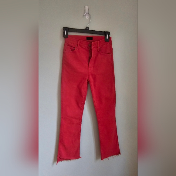 Mother The Insider Crop Step Fray in Hot Rod Red Size 24 - Picture 4 of 9